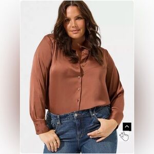 Madison satin button up long sleeve shirt